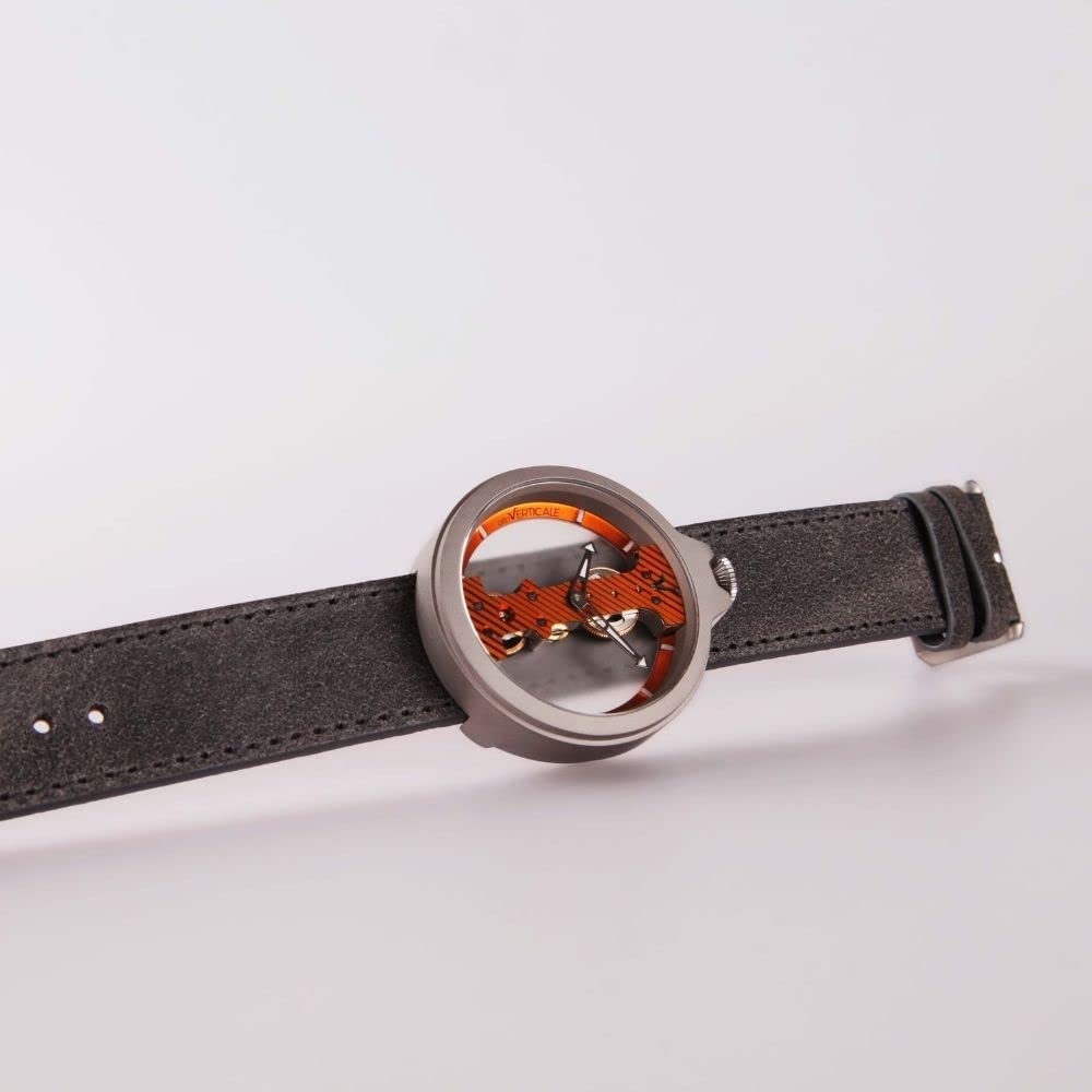 Atto VERTICALE TITANIUM SERIES TT01 Atto Verticale Manual Winding Skeleton Watch Titanium Gray Titanium Case Mechanical Watch Vertical Gear Movement