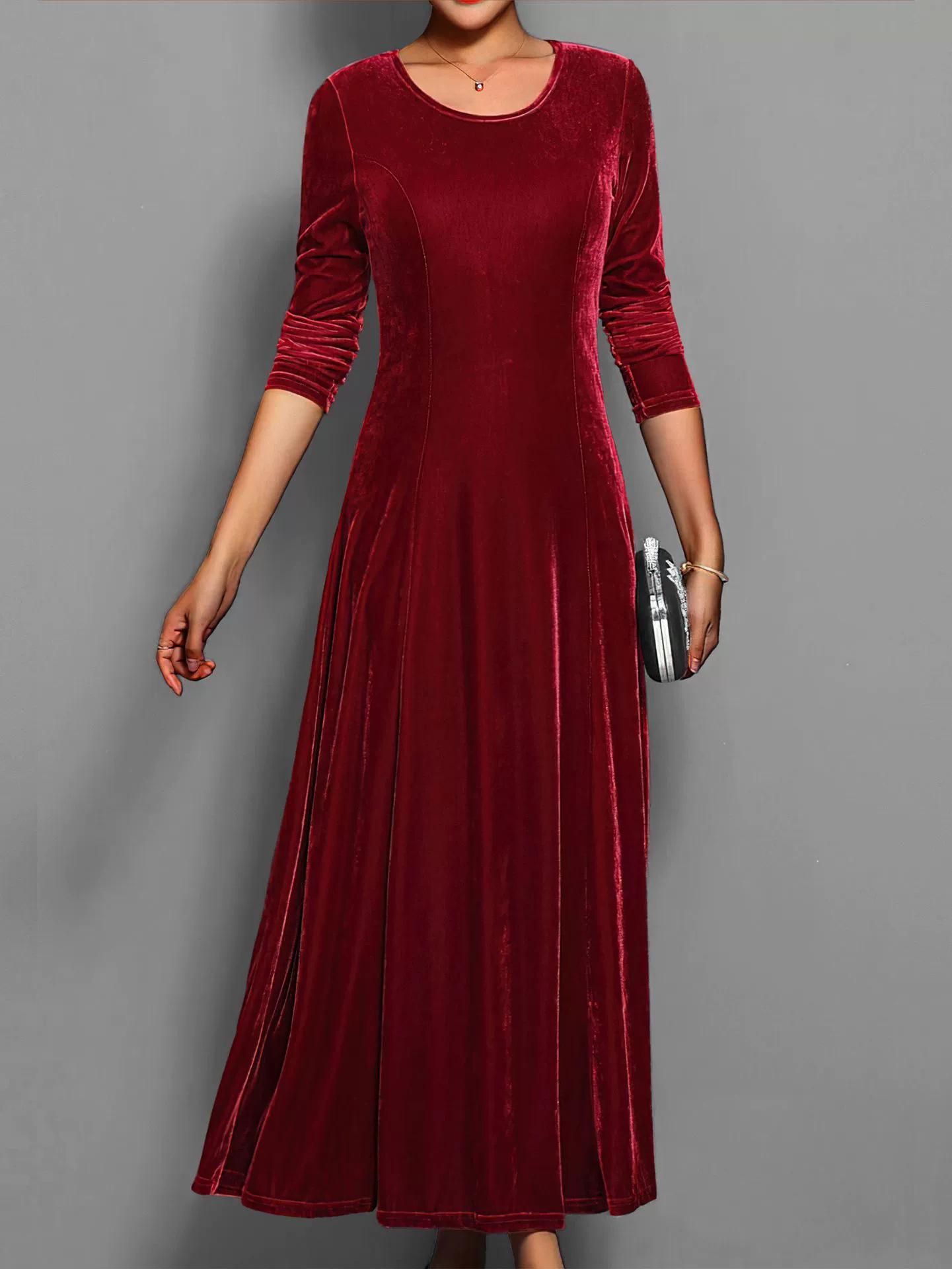 2025 European Velvet Dress: Elegant Spring/Autumn Women s Fashion S красный