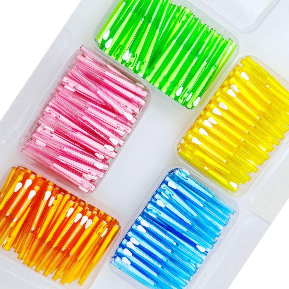 60 Pcs Push-pull Interdental Brushes 0.6-1.5mm Toothbrush PE Toothpicks  Interdental Cleaning