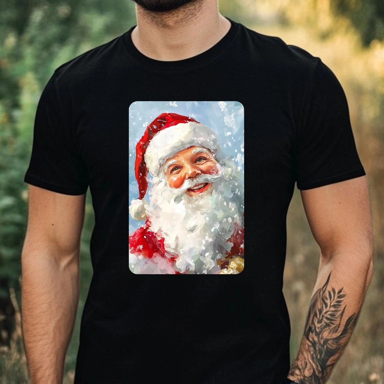 T-Shirt Herren Weihnachtsmann Portrait Motiv Baumwolle Größe XS bis 5XL M