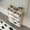 Wooden Shoe Cabinet With 2 Flip Drawers Pull Down Shoe Storage Organizer Cupboard For Entrance Area Hallway Living Rooms