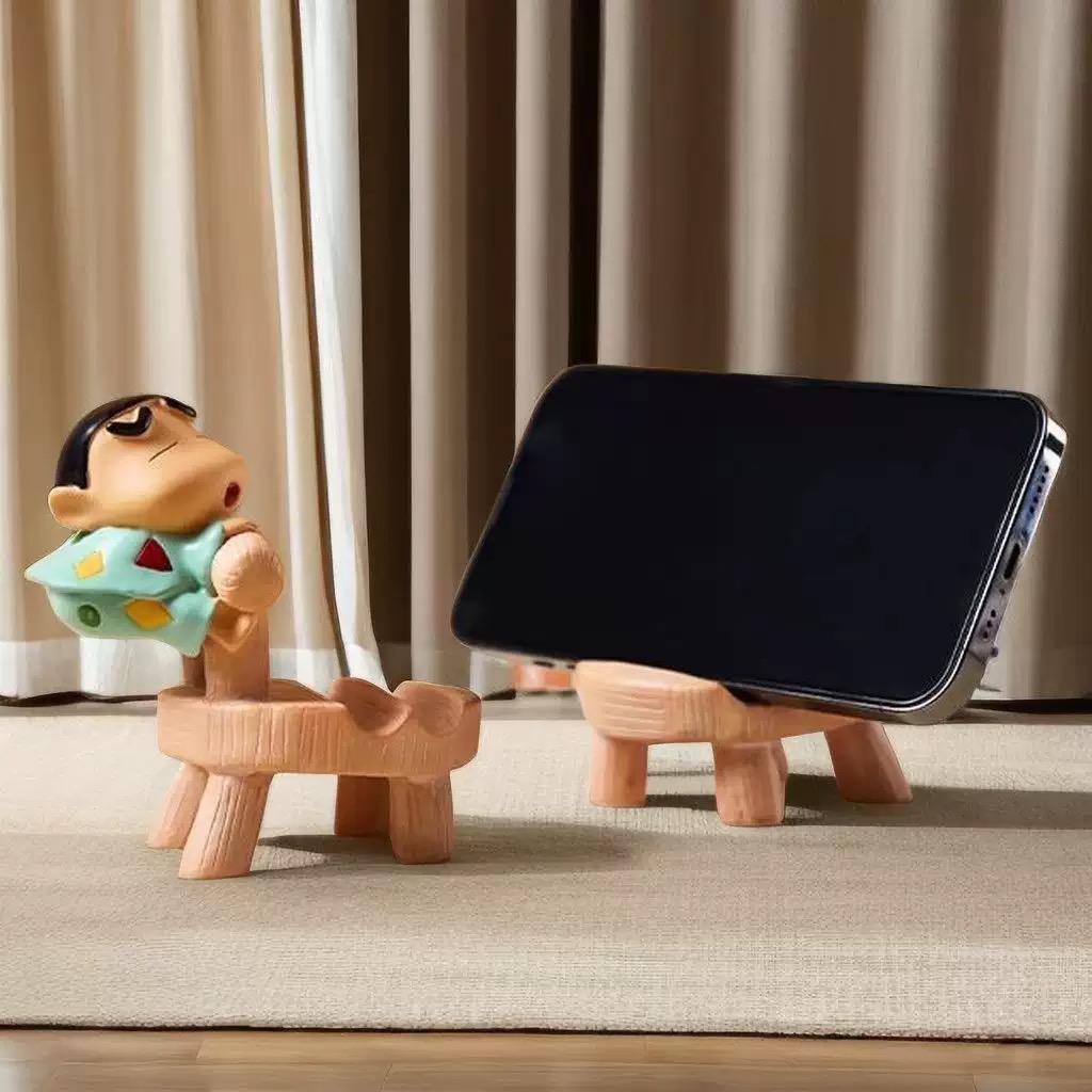 Crayon Shin Chan 9cm Anime Figure Kawaii Phone Holder Accessories Cartoon Action Figure Model Decorative Desktop Toy Gift