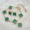 13mm Stainless Steel Clover Jewelry Set Necklace Bracelet Earrings Women Fashion Floral