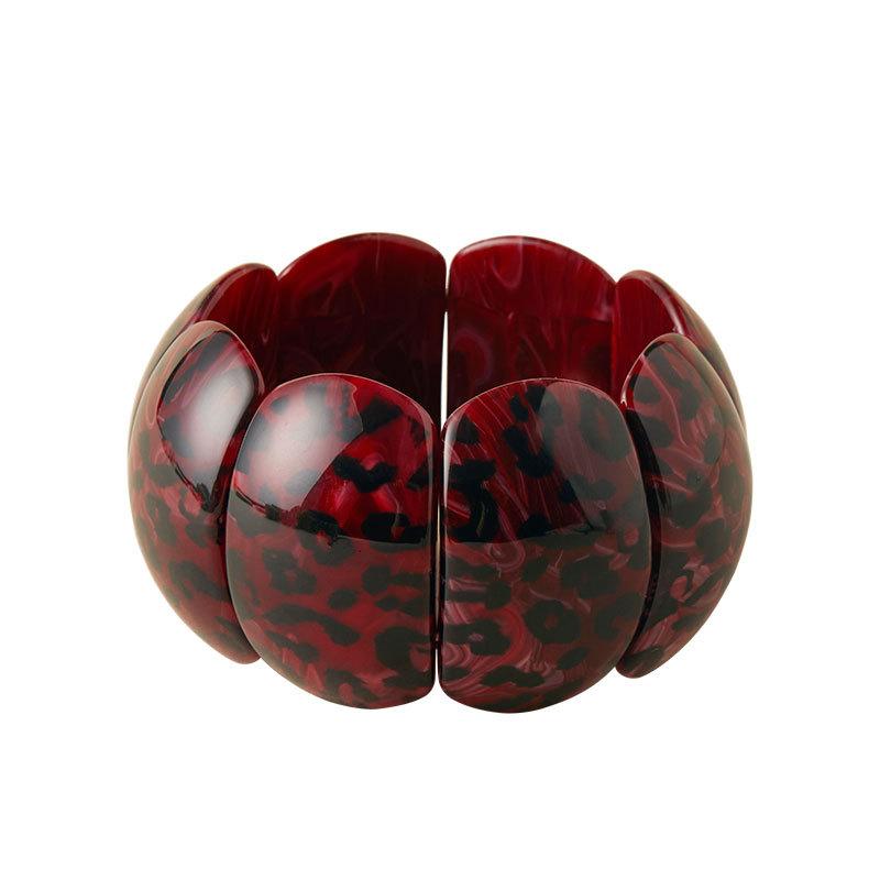 

Hip-Hop Leopard Coffee Acrylic Resin Chunky Wide Elasticity Bangles for Women Goth Geometric Charm Hand Bracelets Couple Jewelry