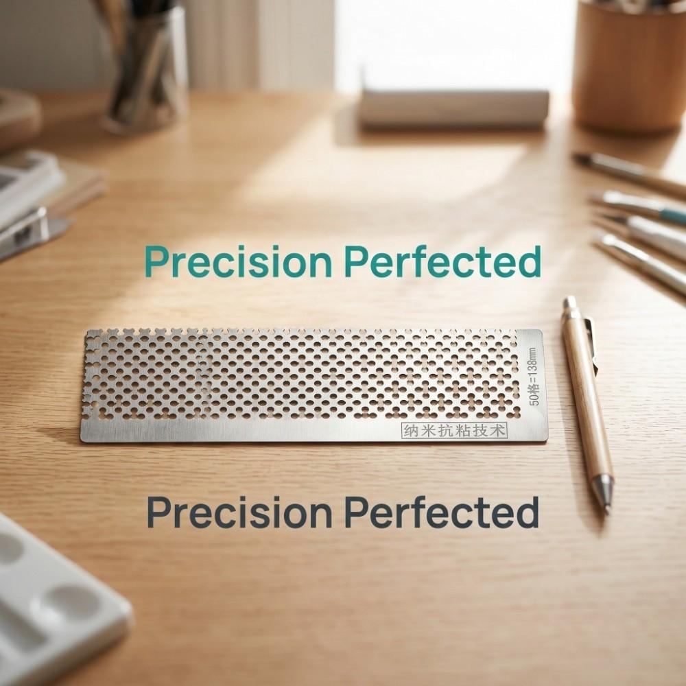 Stainless Steel Mesh Ruler 3 Sizes Precise Scale Plum Blossom Measuring Tool Polished Edge Craft Positioning Ruler