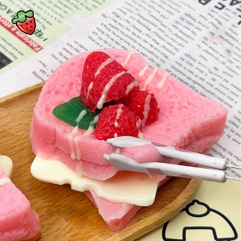 Delicate Double Layer Strawberry Chocolate Toast Cake Fruit Bread Peach Pudding Matcha Dessert Girl Gift Q-bomb Kdis Squishy Toy