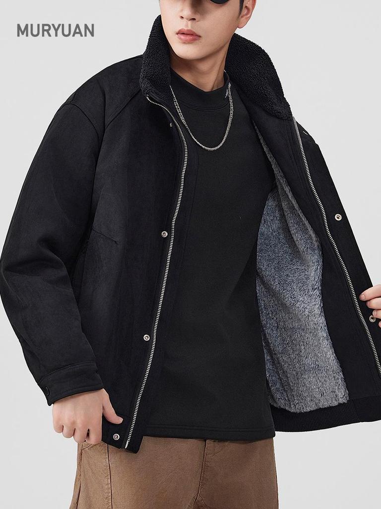 Mu Yuan Men's Retro Leather and Fur Lambswool Jacket - Winter Collection