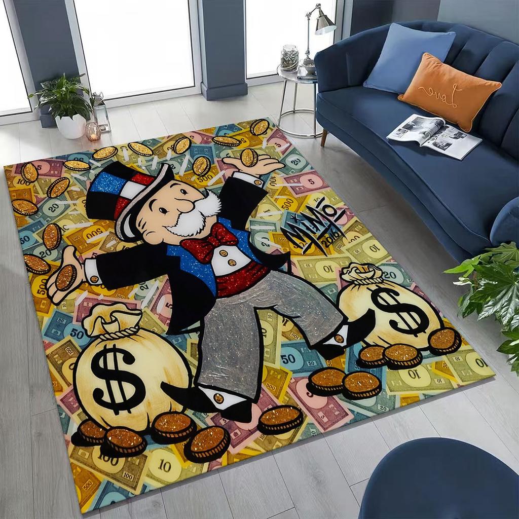 Rich Cartoon Monopoly Dollar Game Money Rug for Bedroom Living Room Sofa Home Doormat Decor,Large Kids Play Non-slip Floor Mat