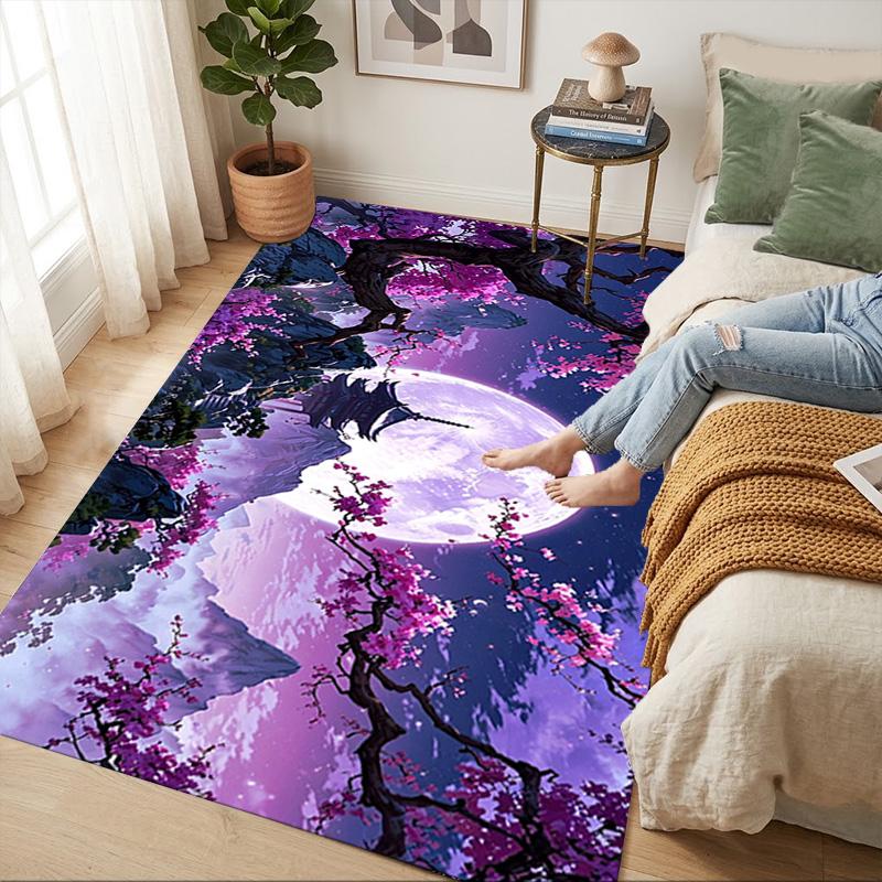 Cherry Blossom Moon Living Room Nonslip Area Rug Soft Carpet For Bedroom Game Playroom Sofa Office Home Decor Doormat Christmas Gift C9291134