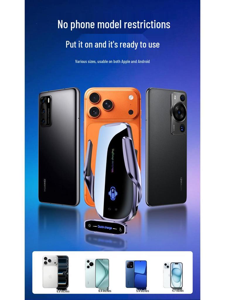 Q9 Wireless 15W Fast Charging Car Phone Holder for Air Vent & Dashboard Navigation