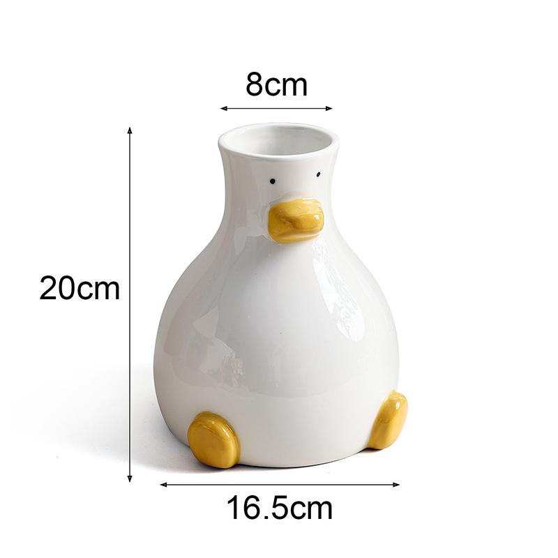 Cute Duck Vase Ceramic Hydroponic Vase Desktop Ornament Home Decor Garden Decoration