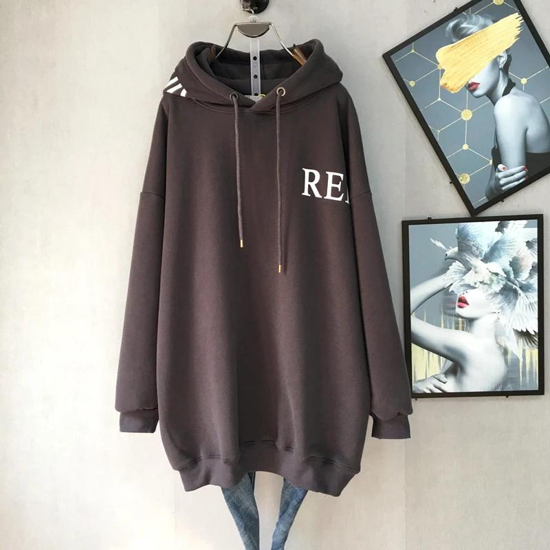 Damen Sweatshirt Oversize Kapuzenpullover Fleece Verdickt Locker Lässig Pullover Langarm Winter Sweatshirt Oberteil