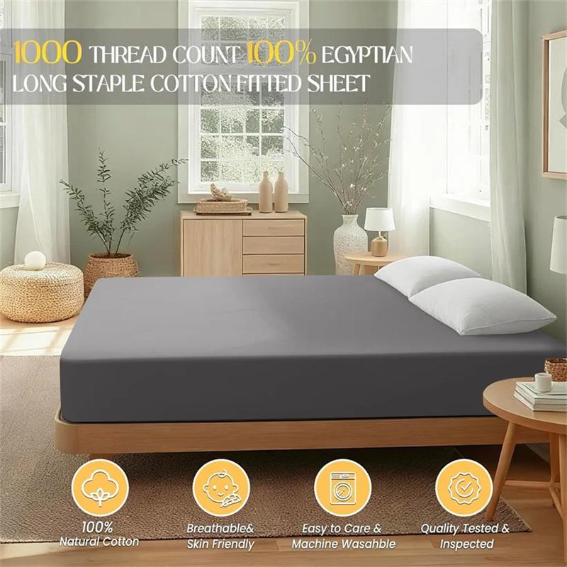 3PCS Bedding Set Fitted Bed Sheet With Elastic Band Solid Color Mattress Covers Protector For Single Double King Beds Single Double King Queen Beds