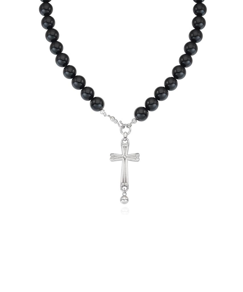 Nimbus Shine Cross Onyx Necklace