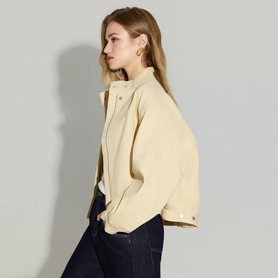 Shetu Women's Loose Fit Stand Collar Short Jacket