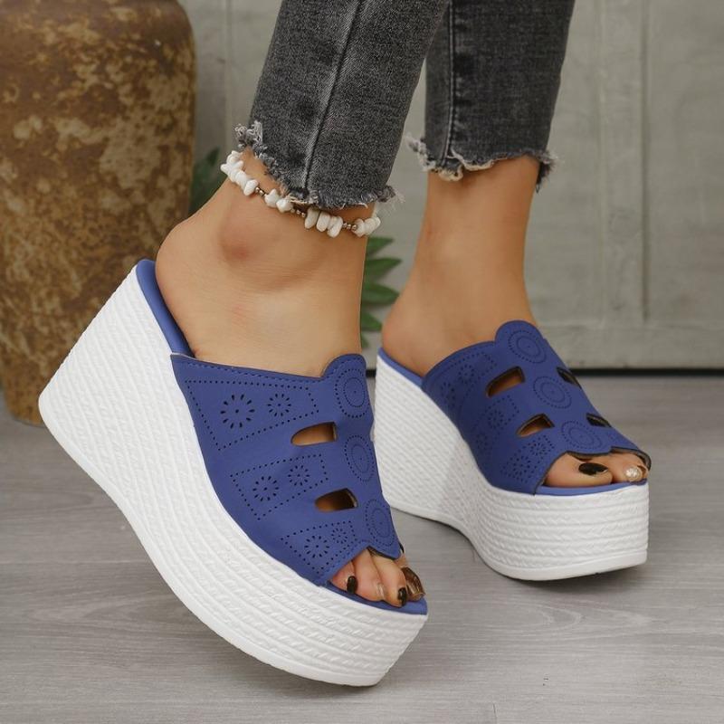 Fashion Eilyken Peep Parker Slippers High Heel Wedge Slippers Women's Summer Street Style Hemp Slippers