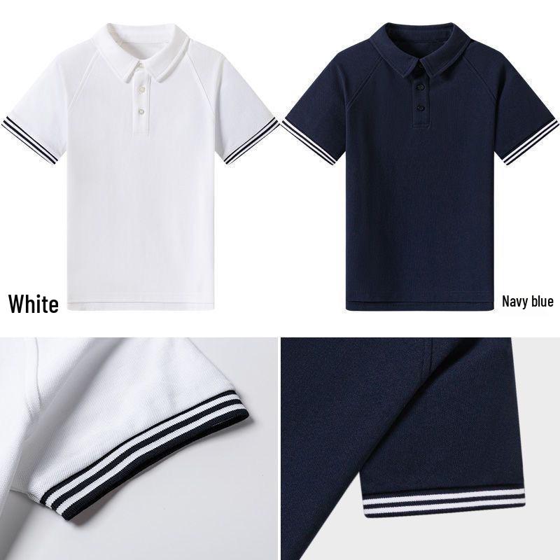 British Style Summer School Uniform Polo Shirt for Primary & Secondary Students - Breathable & Short-sleeved