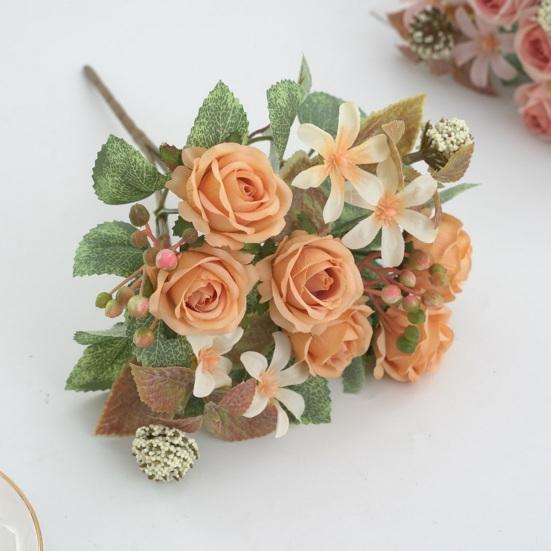 

Yousheng Artificial Rose Branch with Stem 6 Head Home Wedding Party Faux Silk Flower Floral Arrangement Indoor Outdoor Garden Decoration Photo Props
