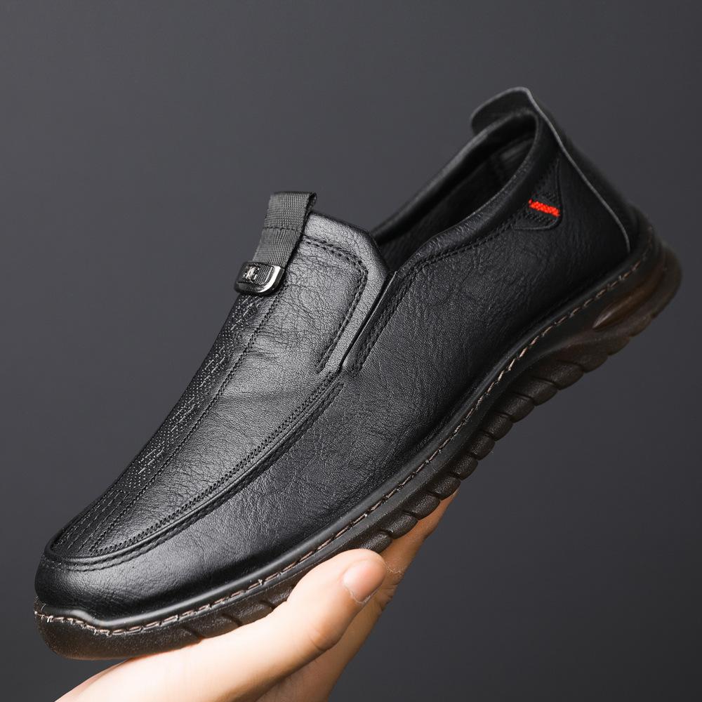 

Men s shoes autumn new soft-soled business casual leather shoes simple, comfortable, non-slip and wear-resistant one-pedal dad shoes 44 beef tendon bottom