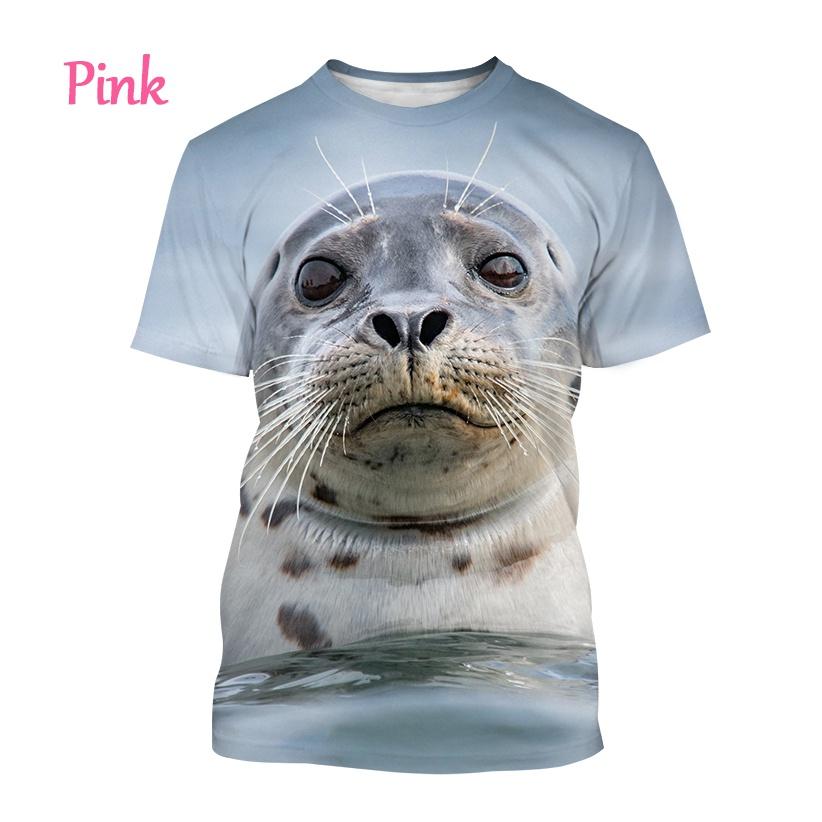 T-shirts Animals Funny Seal Fashion Summer Crew Neck 3D Print TShirts Boy Girl Kawaii Oversized  Casual Streetwear Tee Clothes
