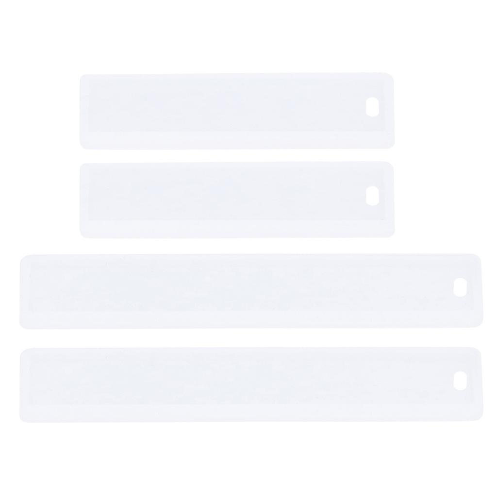 4Pcs Bookmark Mold Blank DIY Silicone Epoxy Pendant Jewelry Mirror Surface Craft White