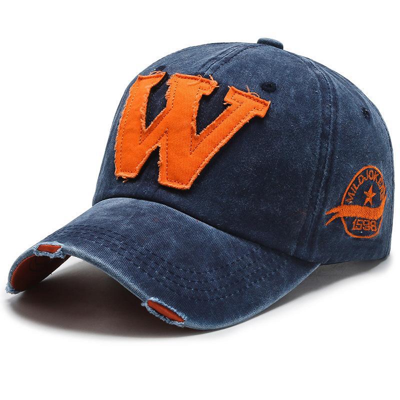

Baseball Letter W Cap Unisex Denim Outdoor Sun Protection Adjustable Gift Hat Темно-синій