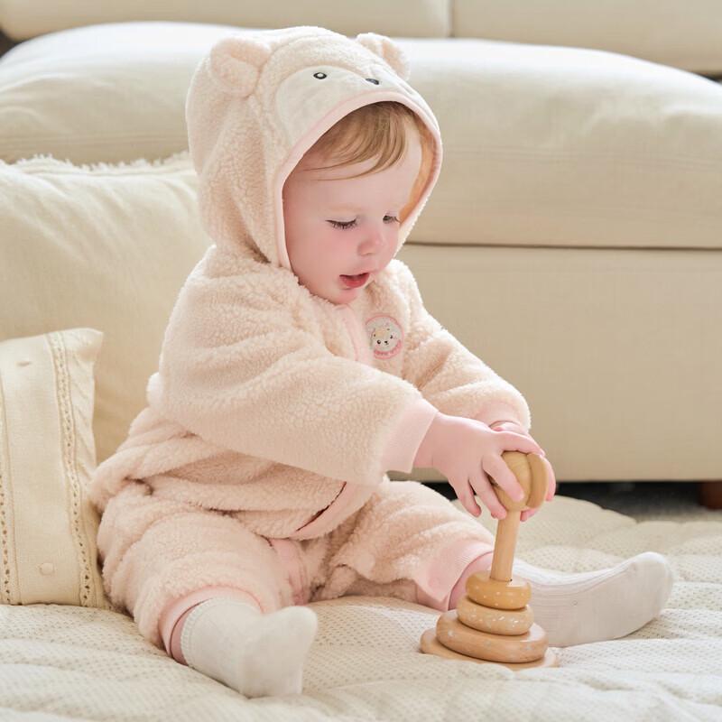 DAVE & BELLA Baby Faux Shearling Hooded Romper