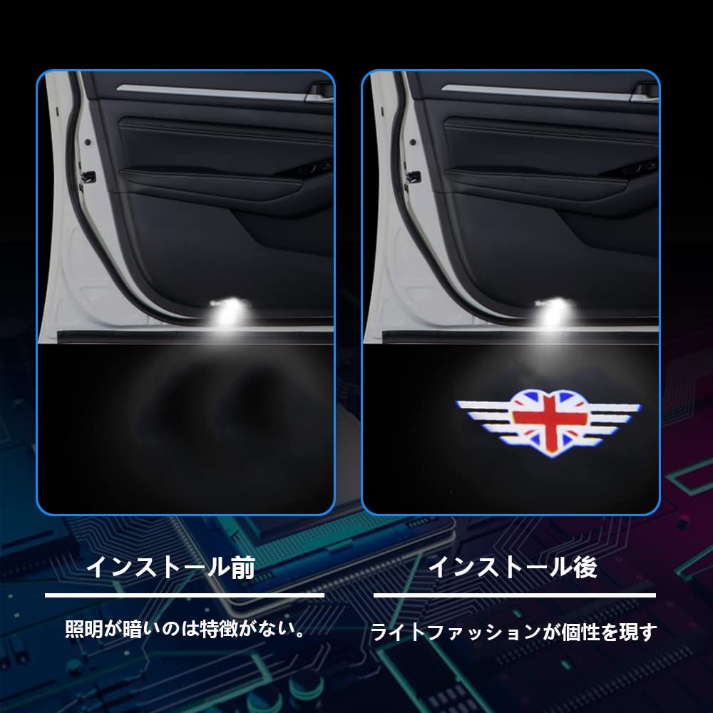 Car Courtesy Lights for Cooper One S R55 R56 R60 F55 F56 F60, Courtesy Light Logo Projection, Car Door Lamps with Tools, Set of 2 (01)