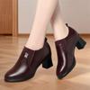 Women's shoes spring and autumn mid-heeled leather shoes women's new thick heel non-slip soft sole retro fashion versatile mother deep mouth single 