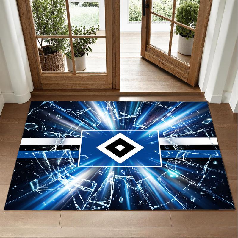 Hamburger SV Football Design Crystal Velvet Rug Soft Decorative Mat for Bedroom Entrance