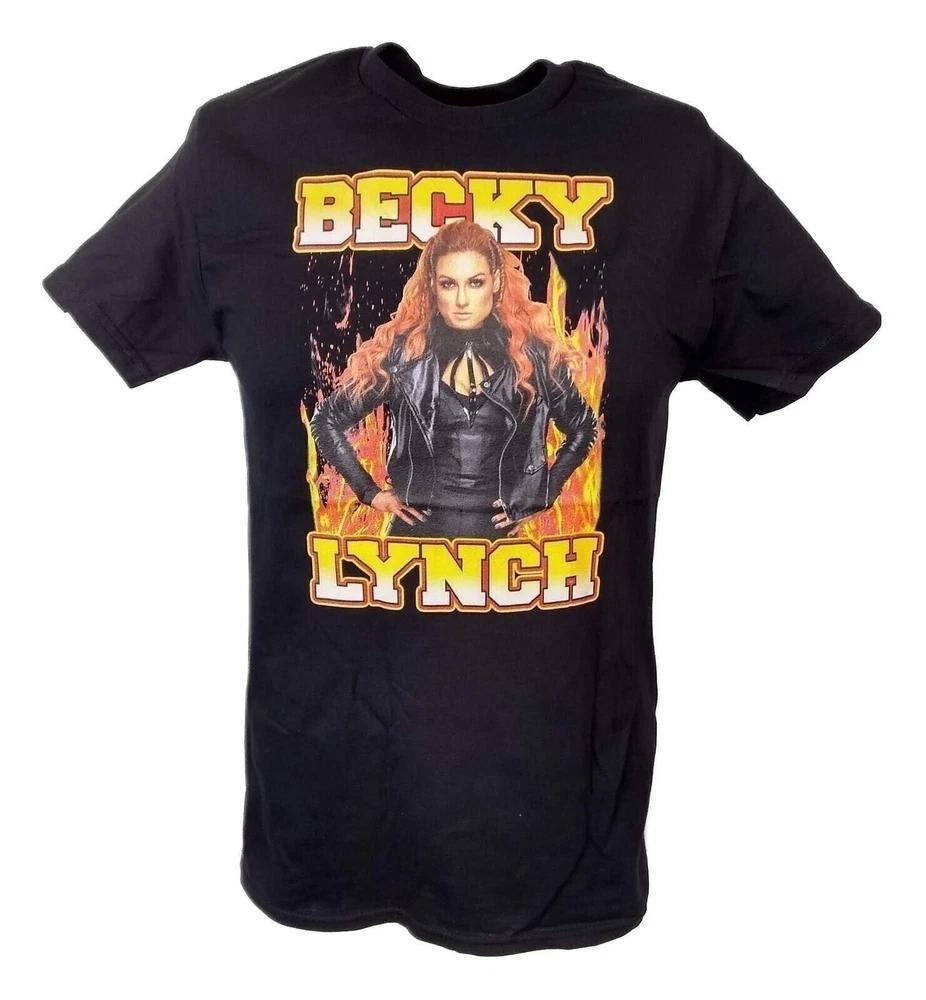 Becky Lynch Standing in Flames Black Tshirt M