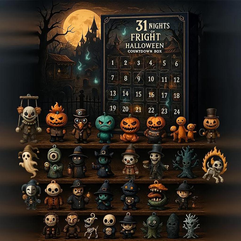 7/15/31 Nächte des Grauens Halloween Countdown Box mit Figuren Horror Actionfiguren Mini Dekorationen Überraschungs Weihnachtsgeschenke