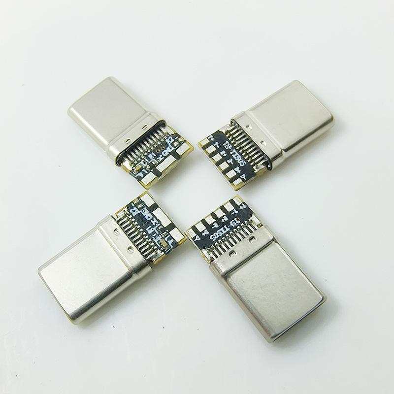 USB Type-C 3.0 Male Connector with 9 Solder Pads, 56K Resistor, CC Fast Charging Pins, for Hard Drive Enclosure