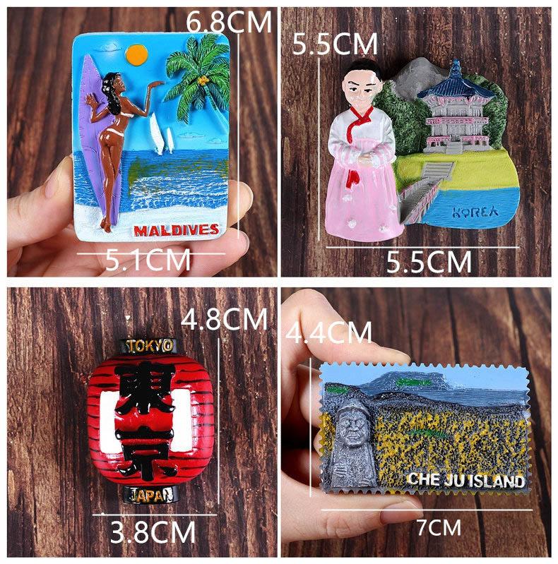 Korea Girl Map Japan Architecture Maldives 3d Fridge Magnet Hawaii Beach America USA Tourism Souvenir Collection Gift Home Decor