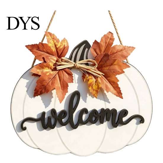 Forniture per Festa del Ringraziamento Segno di Benvenuto in Legno a Forma di Zucca per Porta d'Ingresso, Ciondolo Appeso Rustico del Raccolto Autunnale con Decorazione Murale Autunnale in Stile Fattoria 3D Goffrato