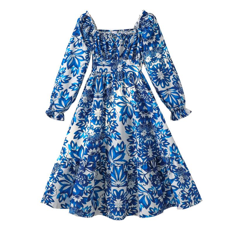 Girls' Fashionable Dress, Autumn Children's Elegant Long-sleeved Dress