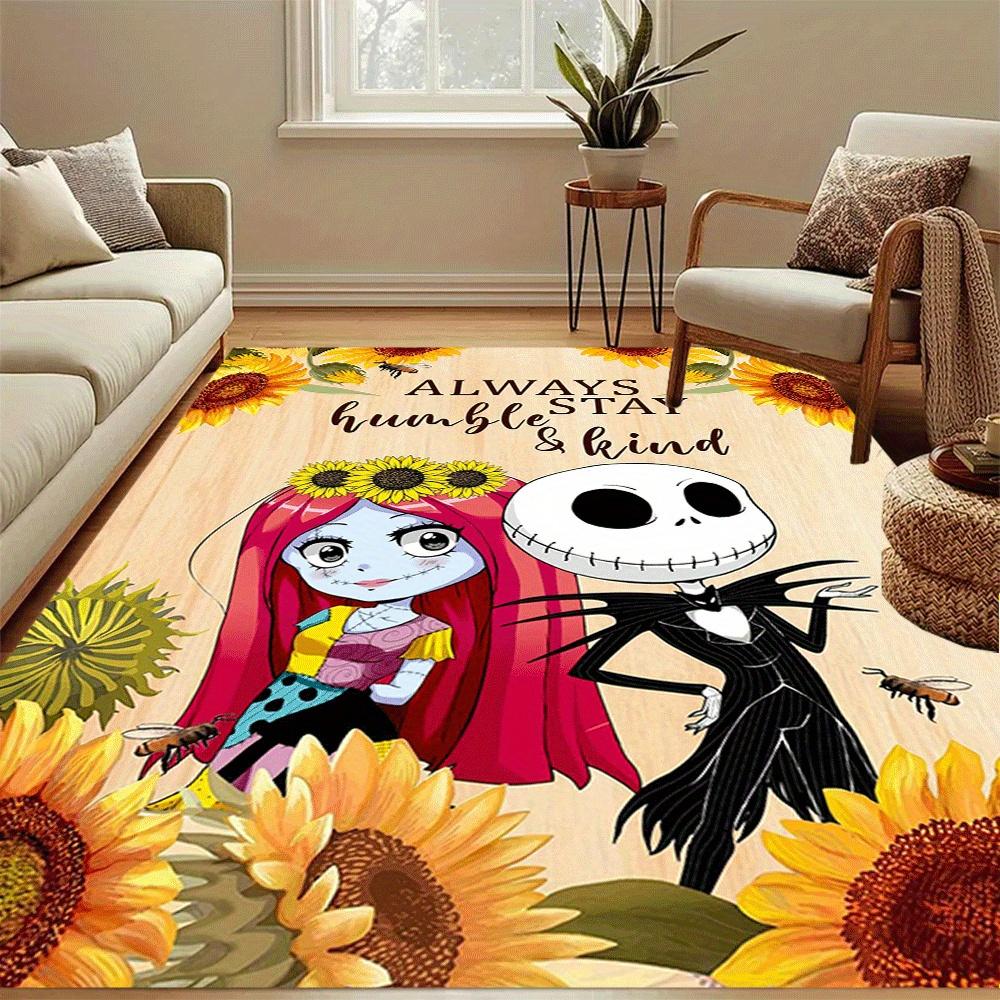 1 szt. Dywanik The Nightmare Before Christmas, do sypialni i pokoju zabaw, Trwały, Odporny na plamy i Łatwy do czyszczenia, do salonu