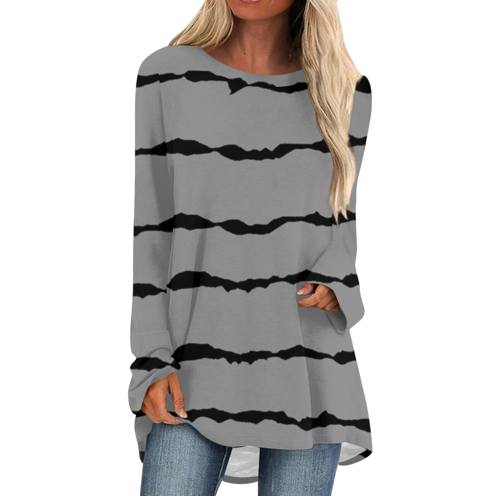 

Женская зимняя повседневная длинная свободная футболка с длинным рукавом и круглым вырезом XL