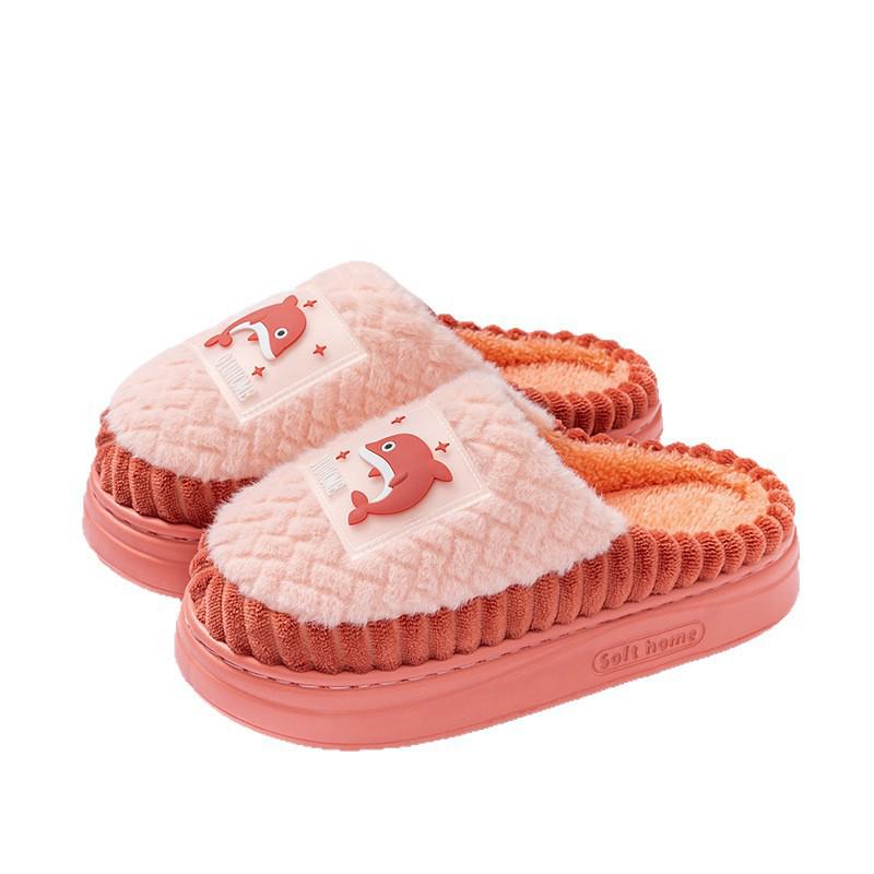 Pantoufles d'intérieur chaudes et antidérapantes en coton pour hommes et femmes, Design épais et duveteux d'hiver