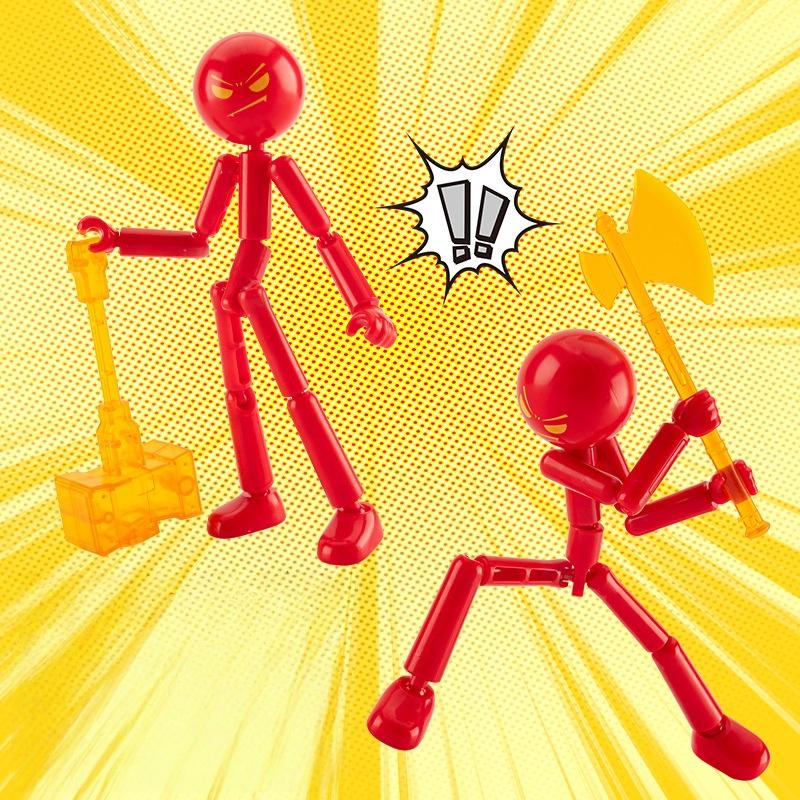 1 Set Novelty Action Figure Stickman Assembled Robot Movable 3D Printing Mannequin Multi-Jointed Stickman Toy