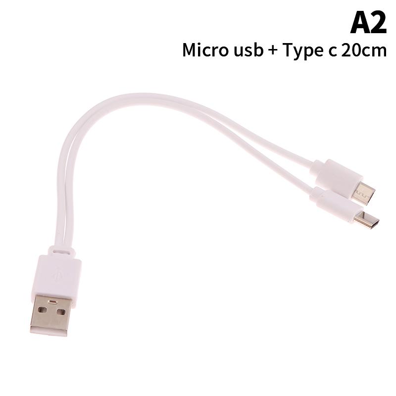 1Pc 2 In 1 Usb Male To Micro Usb/Type-C Splitter Data Transfer Charging Cable For For Android Smartphones Tablet Dual Micro Usb