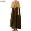 Women Casual Round Neck Half Sleeve Patchwork Long Dress