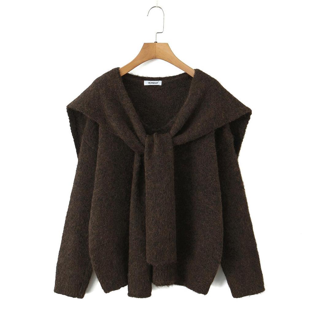 French Autumn Gentle Style Soft Knitwear Pullover and Shawl Two-Piece Set Sweater Top