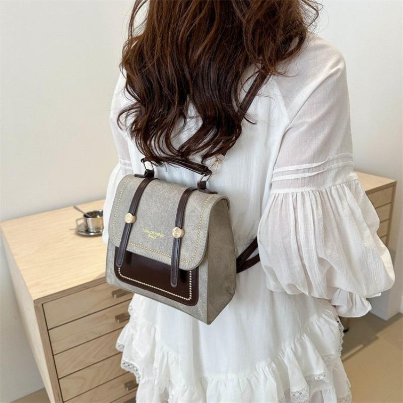 New academic style retro largecapacity commuting and leisure diagonal span portable shoulder backpack
