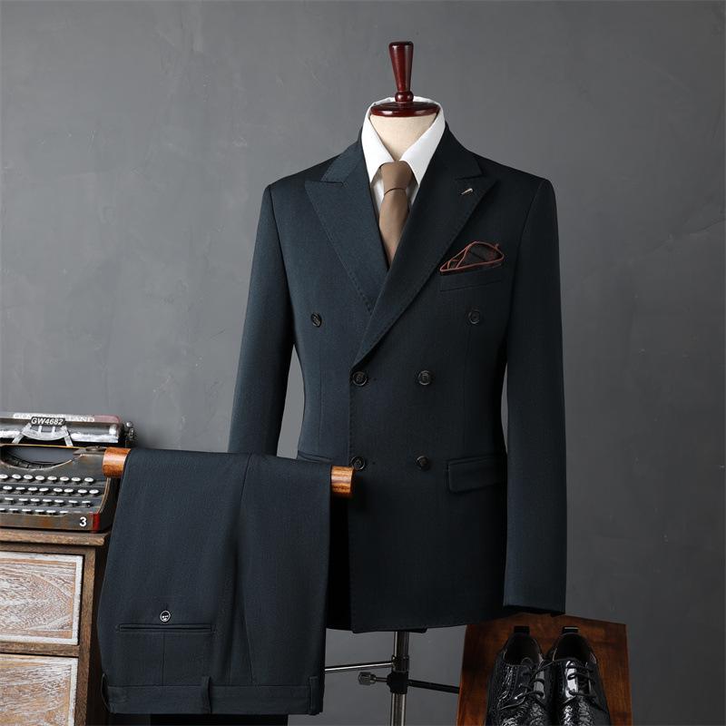 Men's Korean Style Double-Breasted Formal Suit - Perfect for Weddings, Business, or Best Man Attire