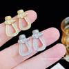 Luxury Zircon Horseshoe Buckle Earrings for Women, s925 Silver, Fashionable & Versatile for Elegant Style