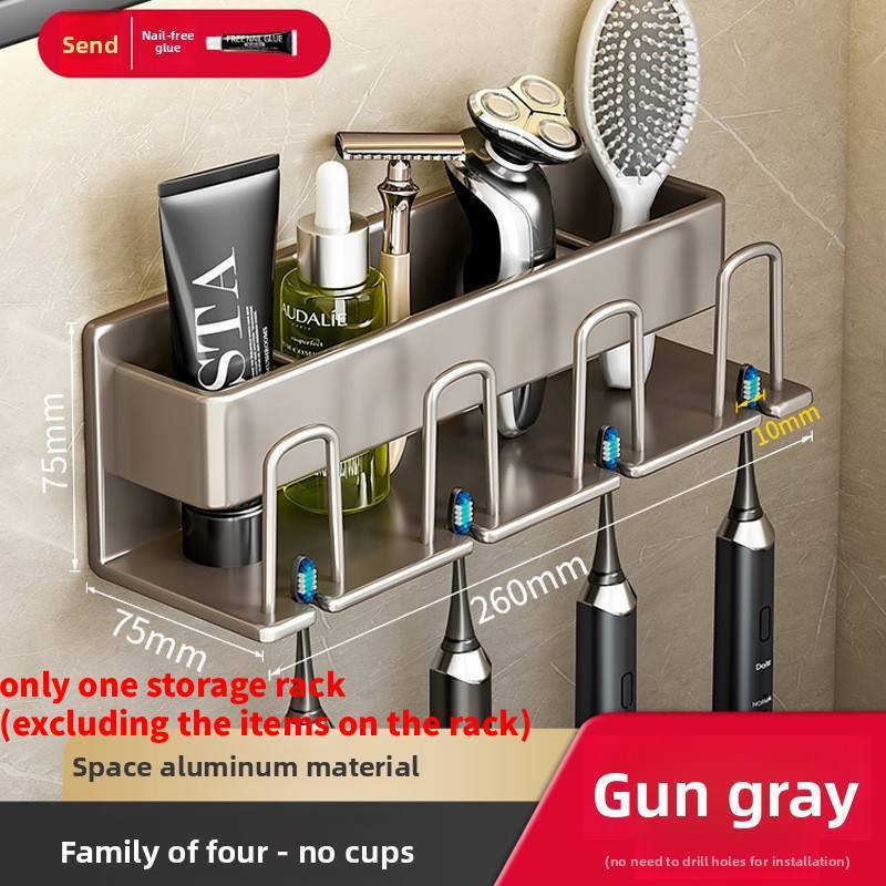 Modern Minimalist Wall Mount Hair Dryer Holder With Antislip Surface For Bathroom Storage