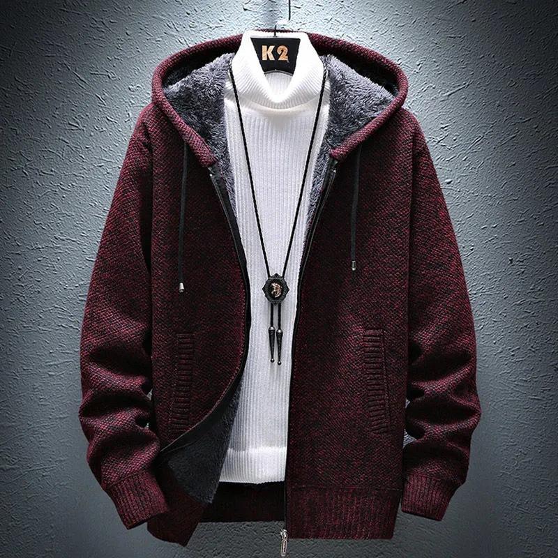 Men's Sweater, Men's Knitted Shirt, Men's Cardigan, Korean Style Trendy Autumn and Winter Jacket, Padded and Thickened Jacket Top