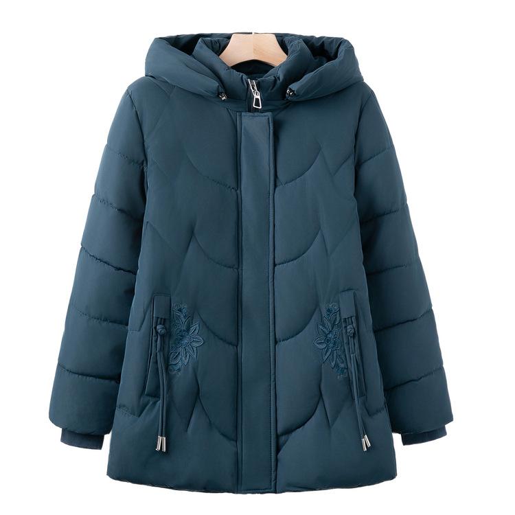 

Хлопковое пальто для женщин среднего и пожилого возраста, утепленная куртка, зимнее хлопковое пальто средней длины для мамы, новая теплая хлопковая куртка с капюшоном 5XL синий