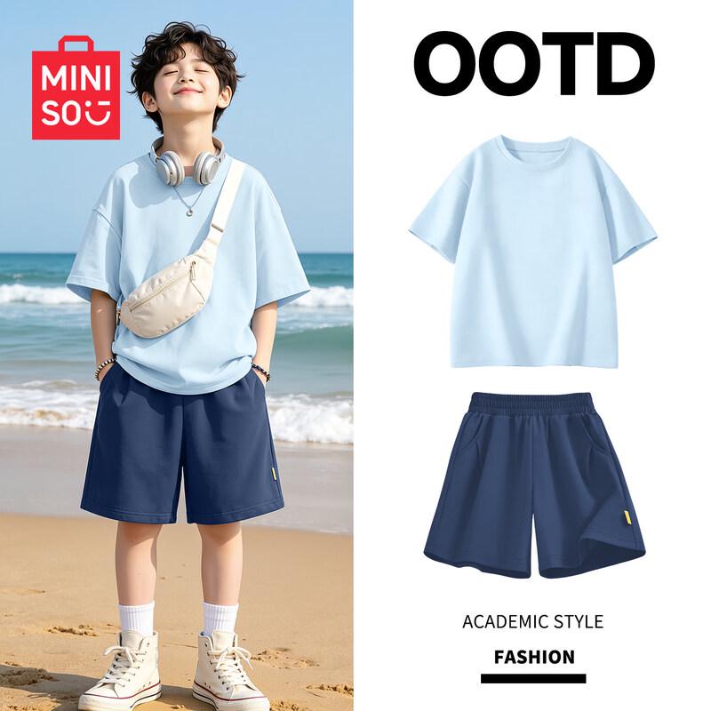 MINISO Boys 2026 Summer Short-Sleeve T-Shirt & Shorts Set 140